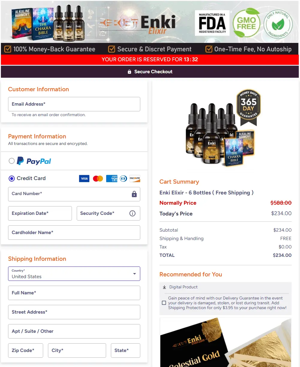 Enki Elixir Checkout Page Image